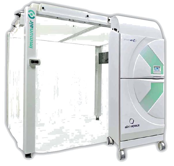 IMMUNAIR protected bed enclosure supplied by a PLASMAIR unit