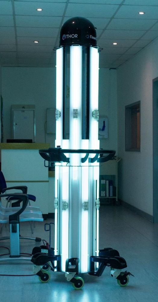 THOR UVC robot in a hospital corridor