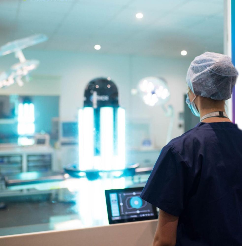 THOR UVC room disinfection robot being positioned in an operating room